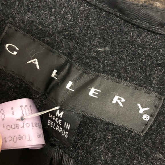 Gallery Wool Blend Coat Charcoal Zipper Collar M - Picture 5 of 8